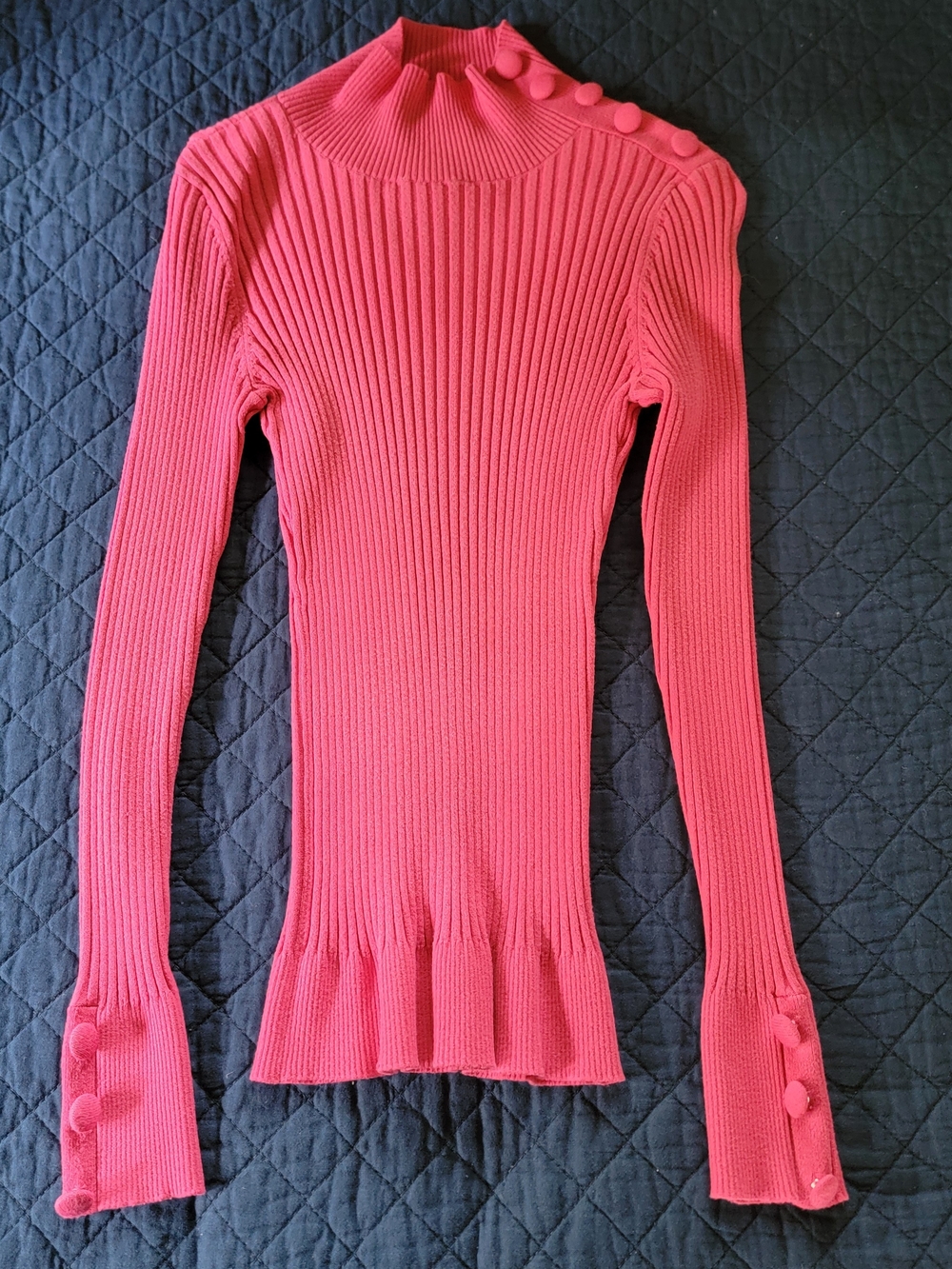 INC International Concepts Fuchsia Ribbed Mock Neck Sweater